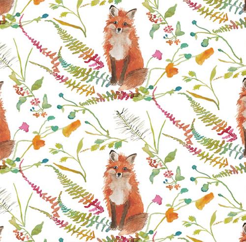 This cotton fabric features darling red foxes on a cream bacground. Available at Colorado Creations Quilting